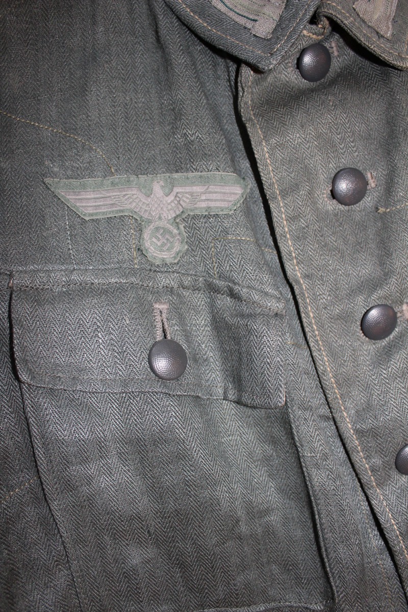 GERMAN ORIGINAL M43 DRILLICH TUNIC JACKET WITH ORIGINAL
