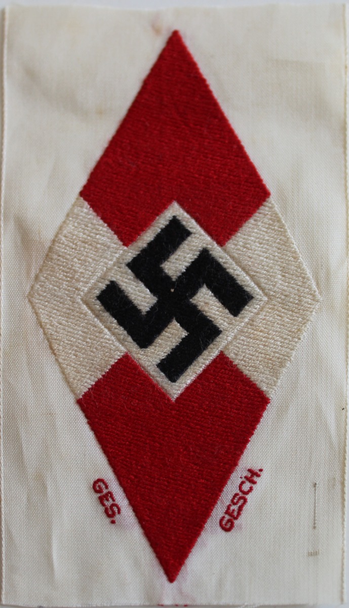 NSDAP HITLER YOUTH SLEEVE DIAMOND WITH ORIGINAL RZM TAG 