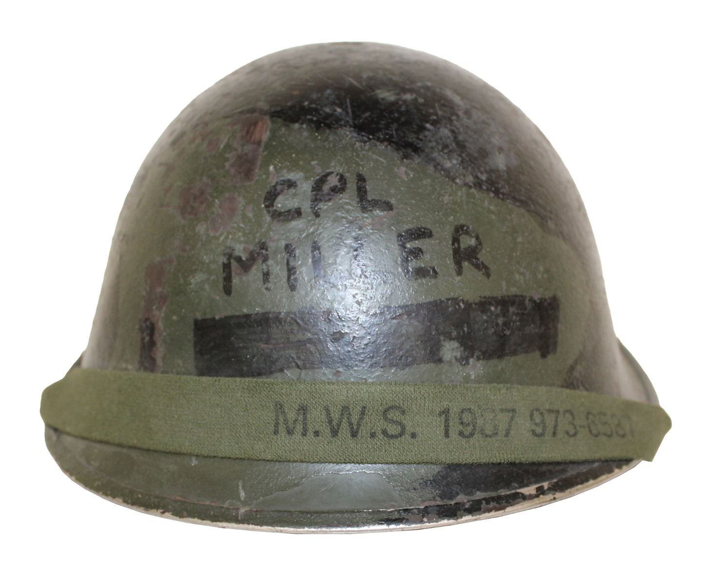 BRITISH P-1944 TURTLE STEEL HELMET CPL MILLER - ORIGINAL 