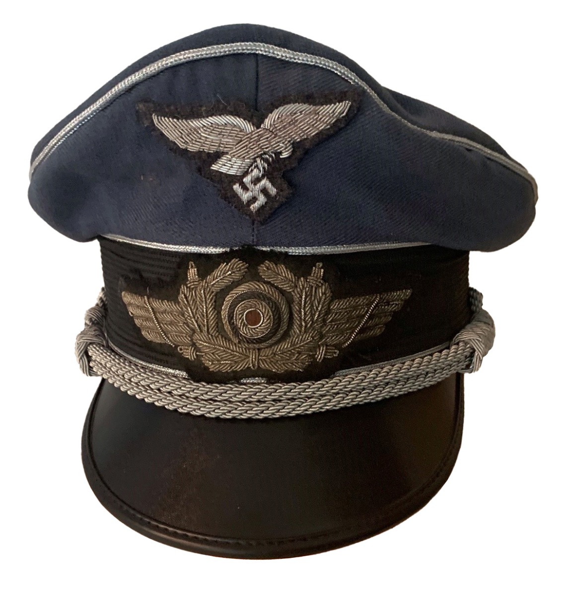 LUFTWAFFE BOMBER PILOT'S VISOR CAP AGED 