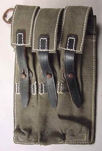 ww11 GERMAN MP40 POUCH GREEN CANVAS WITH BLACK LEATHER STRAPS 