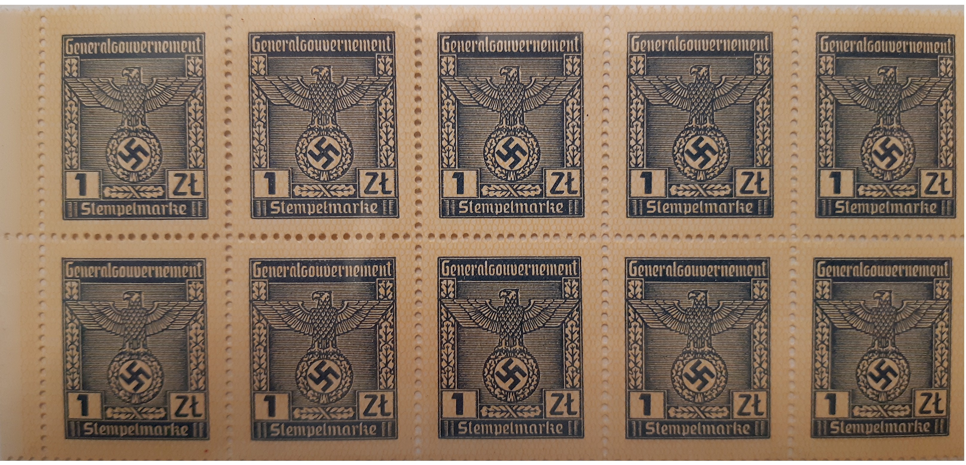 WW2 GERMAN OFFICIAL GG STEMPELMARKE STAMPS 1 ZL 1939/1945
