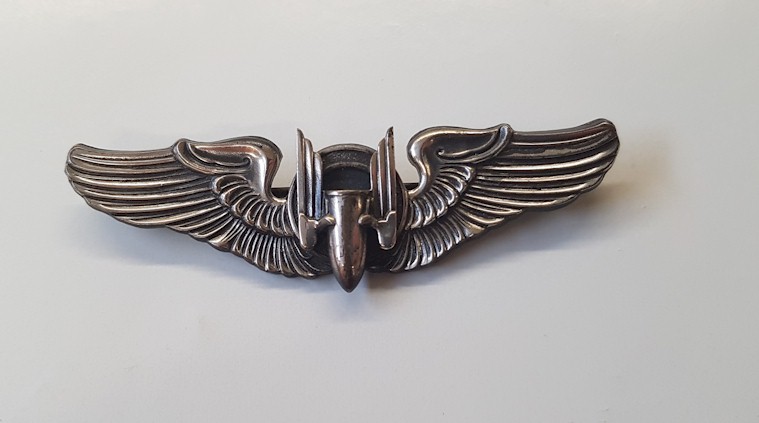 WW2 US AERIAL GUNNER WING STERLING BADGE