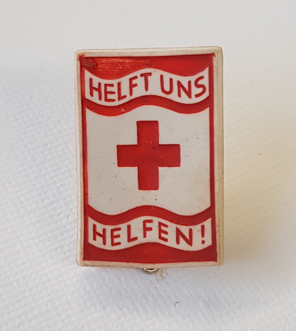 GERMAN WW2 RED CROSS "HELFT UNS HELFEN" PIN