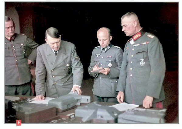 ADOLH HITLER, AT THE MAP TABLE WITH WILHELM KEITEL AND HIS GENERALS COLOR POSTER