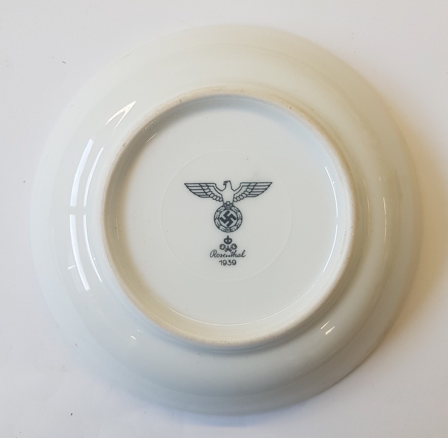 THIRD REICH ROSENTHOL PORCELAIN SAUCER WITH EAGLE AND SWASTIKA 1939 