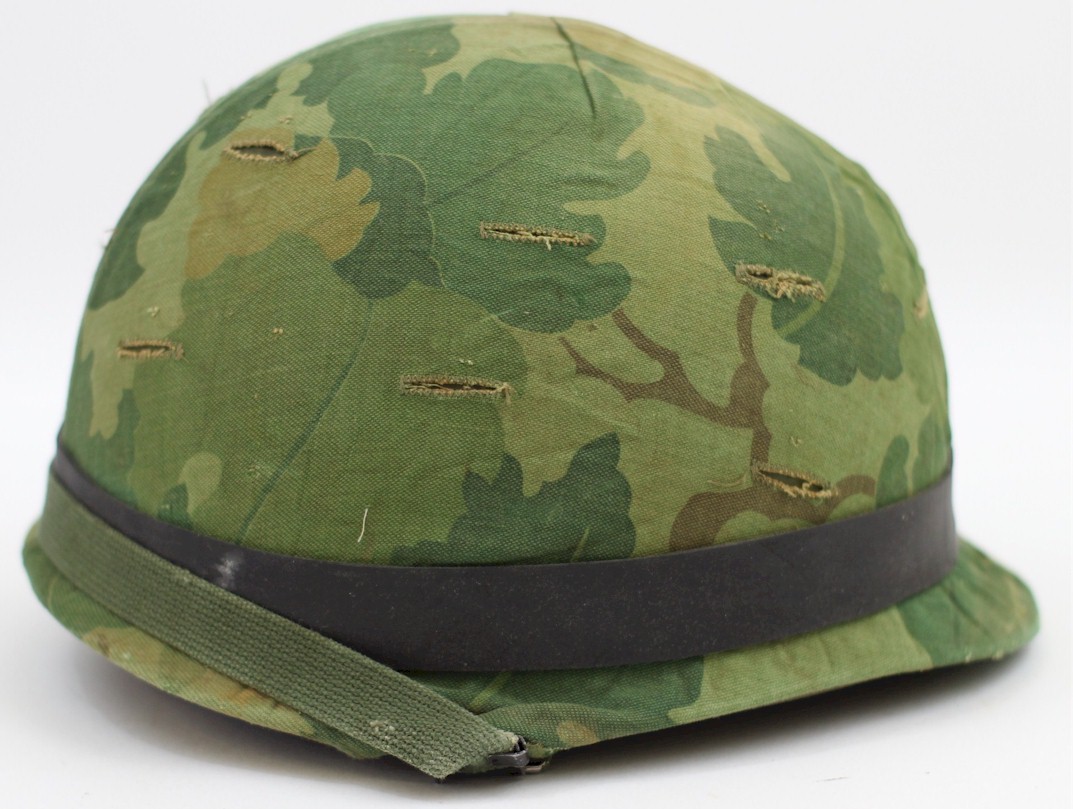 US M1 HELMET WITH LINER ,CHINSTRAP & CAMO COVER